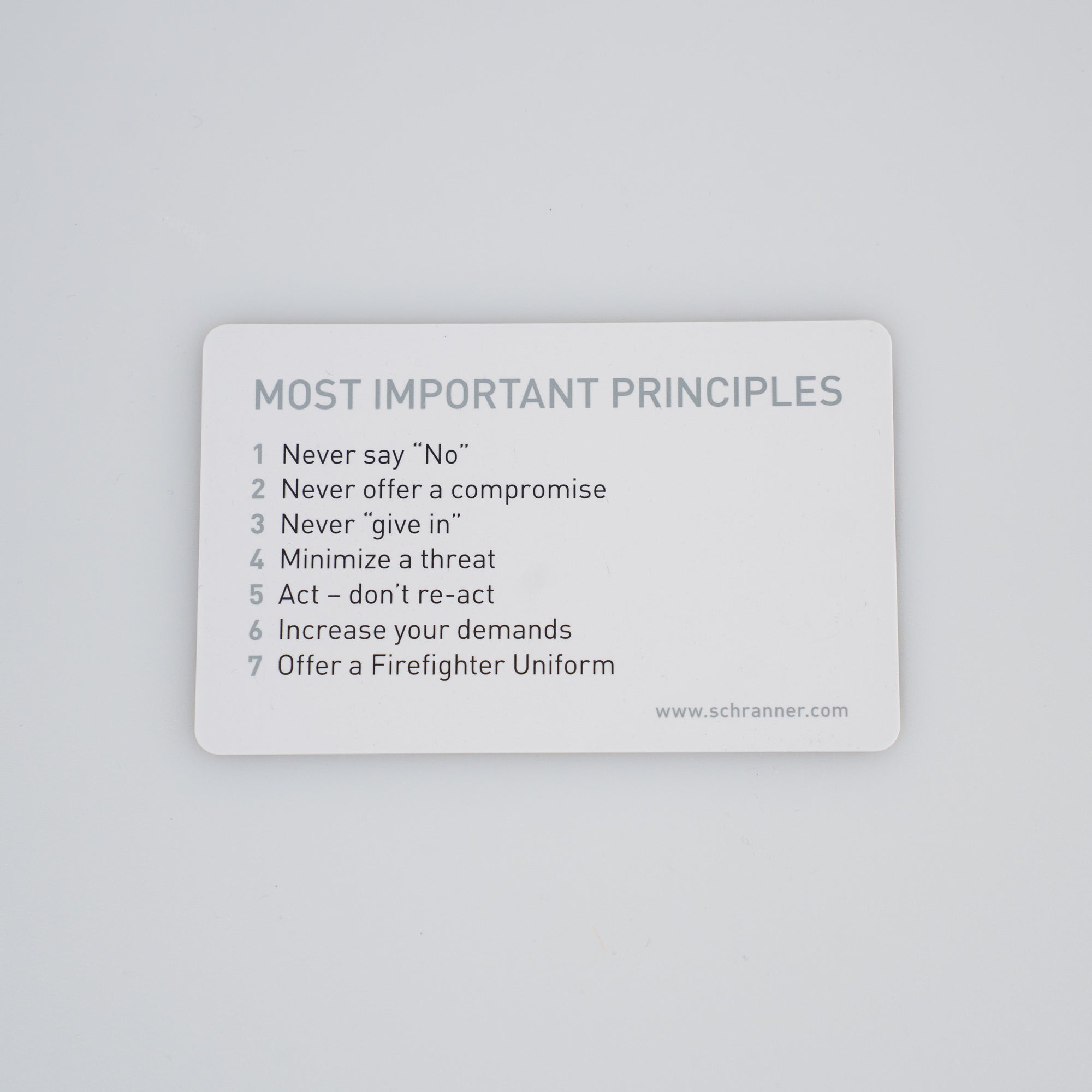 7 Principles Card - Schranner Negotiation Institute
